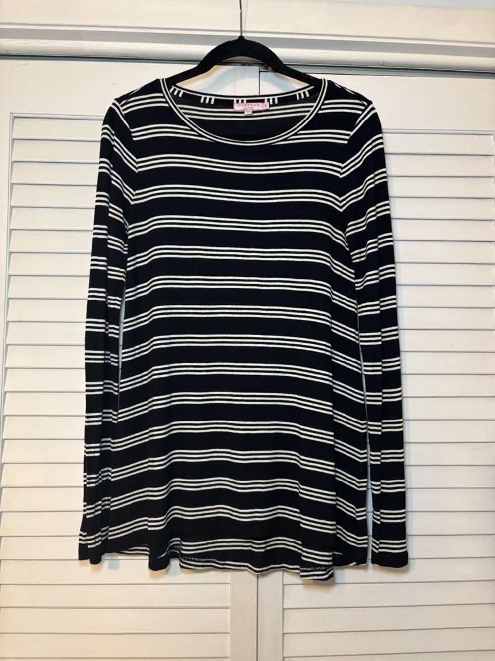 Calypso St. Barth Women’s Striped Long Sleeve Knit Top Size Small Black White